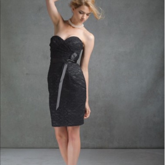 Mori Lee Black Lace Bridesmaid Dress 32001 - Picture 2 of 6